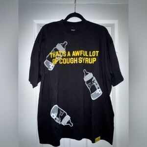 Black Graphic Tee with Yellow Text